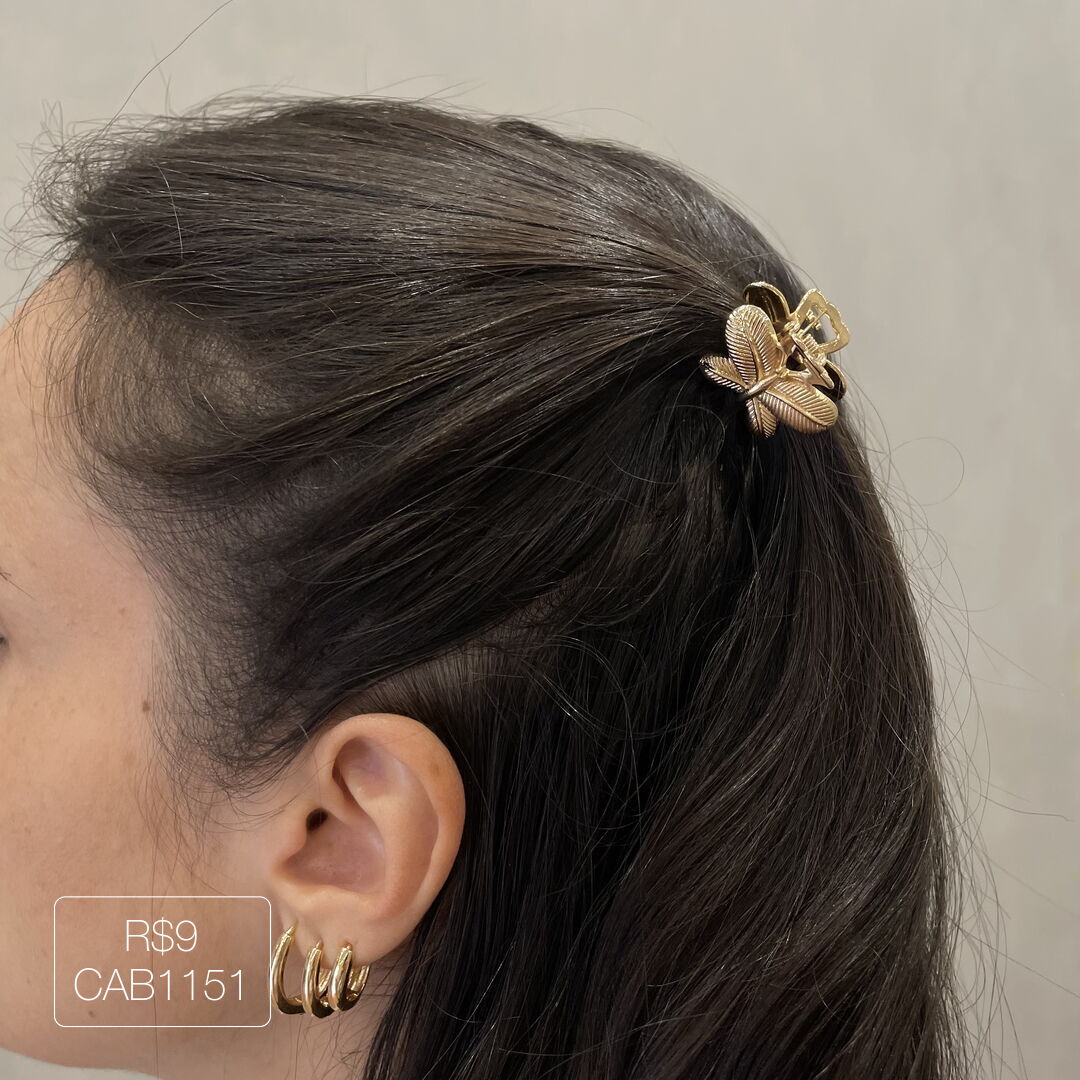 Hair Clip Mini Borboleta Listrada Dourado